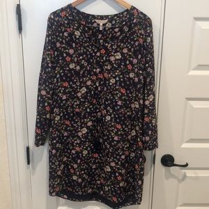 Rebecca Taylor Long Sleeve Tapestry Garden Silk Tie Mini Dress Size 8